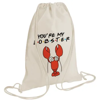 Friends you're my lobster, Τσάντα πλάτης πουγκί GYMBAG natural (28x40cm)