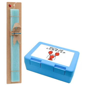 Friends you're my lobster, Easter Set, children's snack container BLUE & Easter aromatic flat candle (30cm) (TURQUOISE)