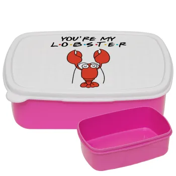 Friends you're my lobster, ΡΟΖ παιδικό δοχείο φαγητού (lunchbox) πλαστικό (BPA-FREE) Lunch Βox M18 x Π13 x Υ6cm