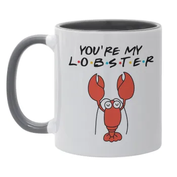 Friends you're my lobster, Κούπα χρωματιστή γκρι, κεραμική, 330ml