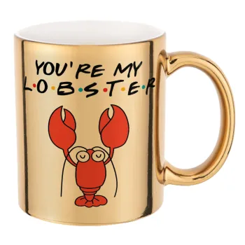 Friends you're my lobster, Κούπα κεραμική, χρυσή καθρέπτης, 330ml