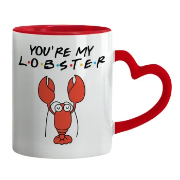 Friends you're my lobster, Κούπα καρδιά χερούλι κόκκινη, κεραμική, 330ml