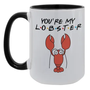 Friends you're my lobster, Κούπα Mega 15oz, κεραμική Μαύρη, 450ml