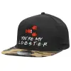 Adult Flat Snapback Hat Black/Camouflage, (100% COTTON TWILL, ADULT, UNISEX, ONE SIZE)