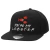 Adult Flat Snapback Hat Black, (100% COTTON TWILL, ADULT, UNISEX, ONE SIZE)