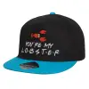 Child's Flat Snapback Hat, Black/Blue (100% COTTON, CHILD, UNISEX, ONE SIZE)