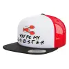 Adult Foam Flat Snapback with Mesh Black-White-Red (POLYESTER, ADULT, UNISEX, ONE SIZE)