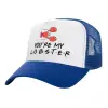 Adult Structured Trucker Hat, with Mesh, WHITE/BLUE (100% COTTON, ADULT, UNISEX, ONE SIZE)