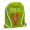 Backpack bag GYMBAG LIME GREEN, with pocket (40x48cm) & thick cords