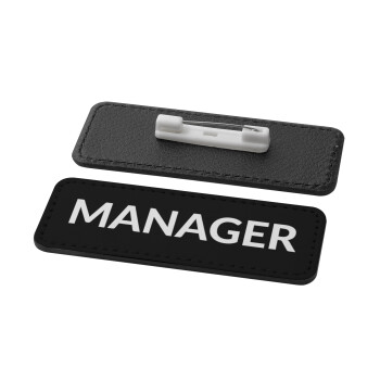 MANAGER, Name Tags/Badge Leather Round Pin/Safety  (82x31mm)