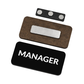 MANAGER, Name Tags/Badge Ξύλινο με μαγνήτη ασφαλείας (75x40mm)