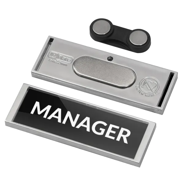 MANAGER — Name Tags/Badge Silver με μαγνήτη ασφαλείας