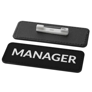 MANAGER, Name Tags/Badge Leather Round Pin/Safety  (82x31mm)