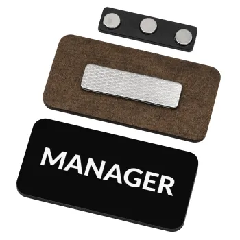 MANAGER, Name Tags/Badge Ξύλινο με μαγνήτη ασφαλείας (75x40mm)