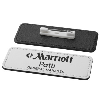 Hotel Marriott, Name Tags/Badge Leather Round Pin/Safety  (82x31mm)