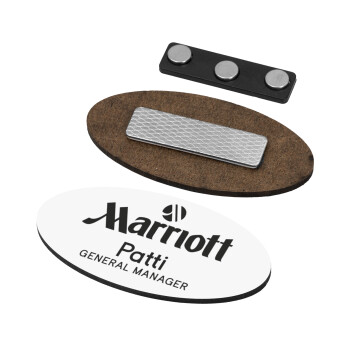 Hotel Marriott, Name Tags/Badge Ξύλινο οβάλ με μαγνήτη ασφαλείας (75x40mm)