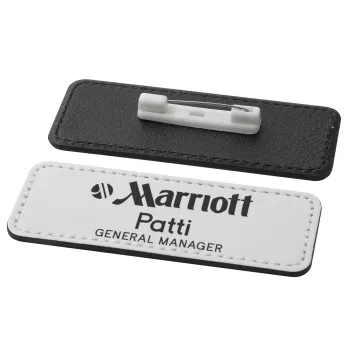 Hotel Marriott, Name Tags/Badge Leather Round Pin/Safety  (82x31mm)