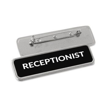 RECEPTIONIST, Name Tags/Badge Metal Pin/Safety  (7x2cm)