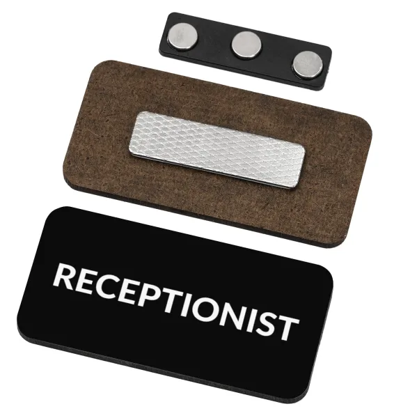 RECEPTIONIST — Name Tags/Badge Ξύλινο με μαγνήτη ασφαλείας (75x40mm)