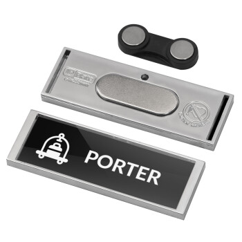 PORTER, Name Tags/Badge Silver με μαγνήτη ασφαλείας (64x22mm)