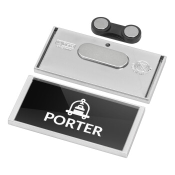 PORTER, Name Tags/Badge Silver με μαγνήτη ασφαλείας (75x36mm)
