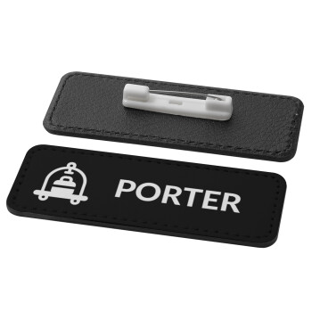 PORTER, Name Tags/Badge Leather Round Pin/Safety  (82x31mm)