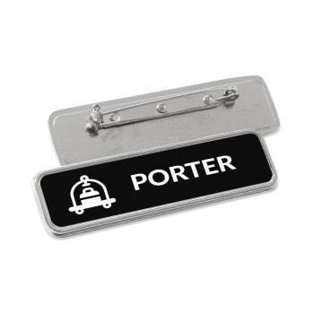 PORTER, Name Tags/Badge Metal Pin/Safety  (7x2cm)