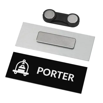PORTER, Name Tags/Badge Metal με μαγνήτη ασφαλείας (65x25mm)