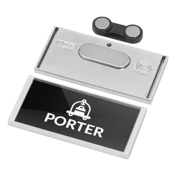 PORTER, Name Tags/Badge Silver με μαγνήτη ασφαλείας (75x36mm)
