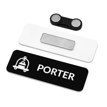 PORTER, Name Tags/Badge Plexiglass με μαγνήτη ασφαλείας (75x25mm)