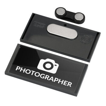 PHOTOGRAPHER, Name Tags/Badge Anthracite με μαγνήτη ασφαλείας (75x36mm)