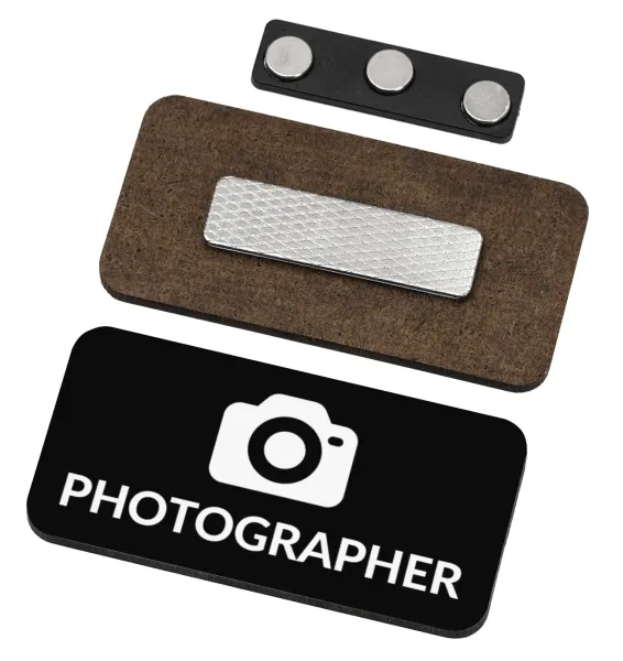 PHOTOGRAPHER — Name Tags/Badge Ξύλινο με μαγνήτη ασφαλείας (75x40mm)