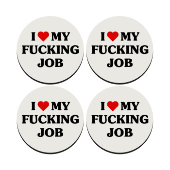 I love my fucking job, SET of 4 round wooden coasters (9cm)