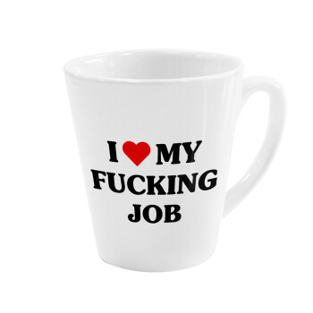 I love my fucking job, Κούπα κωνική Latte Λευκή, κεραμική, 300ml
