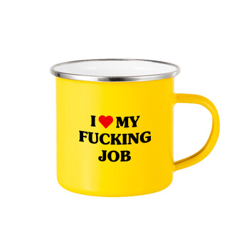 I love my fucking job, Yellow Enamel Metallic Cup 360ml