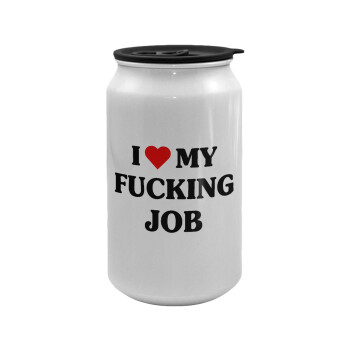 I love my fucking job, Κούπα ταξιδιού μεταλλική με καπάκι (tin-can) 500ml