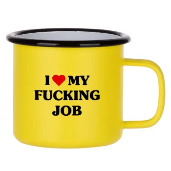 I love my fucking job, Metallic enamel MATT Yellow cup 360ml