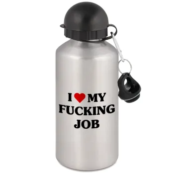 I love my fucking job, Μεταλλικό παγούρι νερού, Ασημένιο, αλουμινίου 500ml