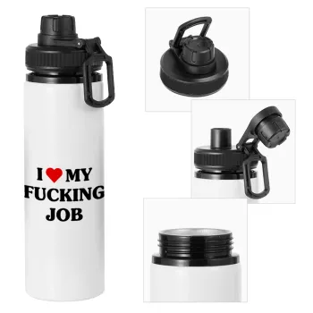 I love my fucking job, Metal water bottle with safety cap, aluminum 850ml