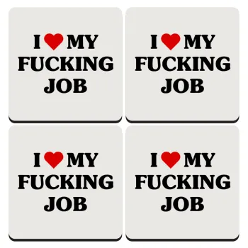 I love my fucking job, ΣΕΤ 4 Σουβέρ ξύλινα τετράγωνα (9cm)