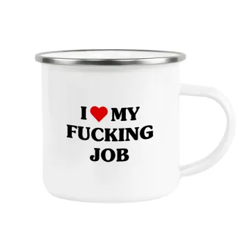 I love my fucking job, Metallic enamel cup white 360ml
