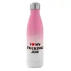 Metal mug thermos Pink/White (Stainless steel), double wall, 500ml