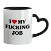 Mug heart black handle, ceramic, 330ml