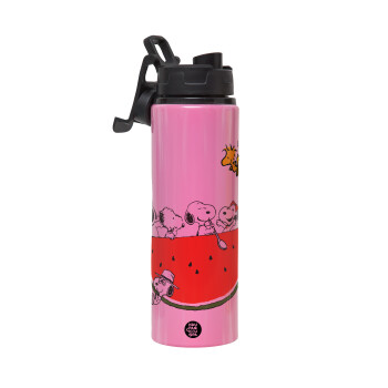 Snoopy summer, Metallic water bottle with safety lid, 850ml aluminum