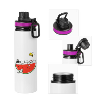 Snoopy summer, Metallic water bottle with safety lid, 850ml aluminum