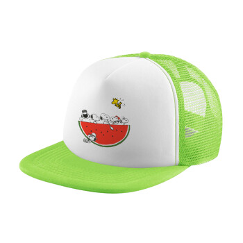 Snoopy summer, Καπέλο Soft Trucker με Δίχτυ Πράσινο/Λευκό