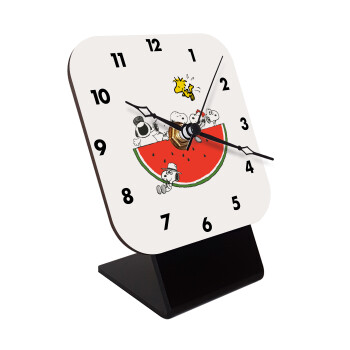 Snoopy summer, Επιτραπέζιο ρολόι ξύλινο με δείκτες (10cm)