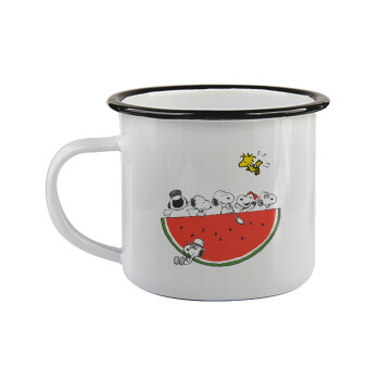 Snoopy summer, Κούπα εμαγιέ με μαύρο χείλος 360ml
