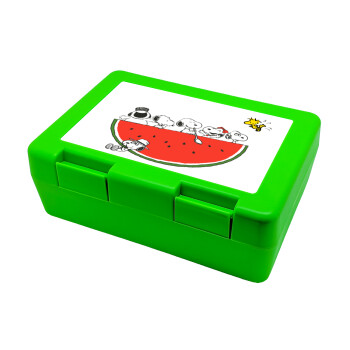 Snoopy summer, Παιδικό δοχείο κολατσιού ΠΡΑΣΙΝΟ 185x128x65mm (BPA free πλαστικό)