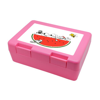 Snoopy summer, Children's cookie container PINK 185x128x65mm (BPA free plastic)